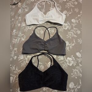 Set of Three Sports Bras in White, Gray, and Black